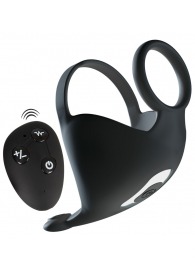 Черная вибронасадка для эрекции и стимуляции мошонки Cock ring with RC ball massager - Orion - в Петрозаводске купить с доставкой