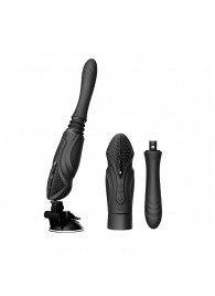 Черная секс-машина с функцией нагрева, насадками и присоской Sesh - Zalo - купить с доставкой в Петрозаводске