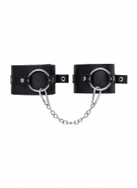 Черные оковы из толстой кожи с люверсами - Pecado - купить с доставкой в Петрозаводске