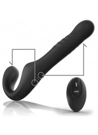 Черный безремневой страпон с вибрацией и возвратно-поступательными движениями - 24 см. - Ibiza - купить с доставкой в Петрозаводске