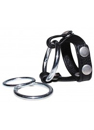 Подхват для мошонки с 3 съемными эрекционными кольцами Leder-Riemen - Orion - в Петрозаводске купить с доставкой