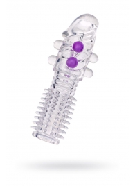 Гелевая прозрачная насадка с шариками и шипами - 14 см. - Toyfa Basic - в Петрозаводске купить с доставкой