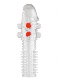 Гелевая прозрачная насадка с шариками и шипами - 14 см. - Toyfa Basic - в Петрозаводске купить с доставкой