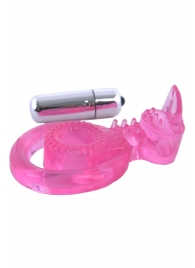 Розовая вибронасадка со стимулятор клитора   Язычок - Toyfa Basic - в Петрозаводске купить с доставкой