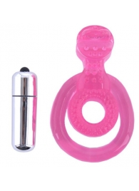 Розовая вибронасадка со стимулятор клитора   Язычок - Toyfa Basic - в Петрозаводске купить с доставкой