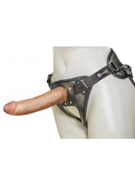 Насадка-фаллоимитатор на кожаных трусиках Harness Ultra Realistic 7  - 18 см. - LOVETOY (А-Полимер) - купить с доставкой в Петрозаводске