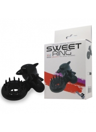 Чёрное эрекционное виброкольцо Sweet Ring с дельфинчиком - Baile - в Петрозаводске купить с доставкой