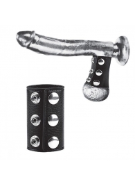 Чёрная утяжка на кнопках 100% PVC STRAP WITH METAL SNAP - BlueLine - купить с доставкой в Петрозаводске