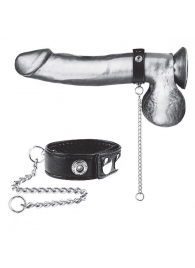 Утяжка на пенис с поводком Snap Cock Ring With 12  Leash - BlueLine - купить с доставкой в Петрозаводске
