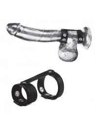 Утяжка на пенис с клёпками Duo Snap Cock And Ball Ring - BlueLine - купить с доставкой в Петрозаводске