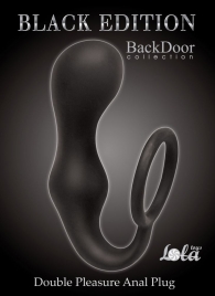 Чёрное эрекционное кольцо с анальной пробкой Double Pleasure Anal Plug - Lola Games - в Петрозаводске купить с доставкой