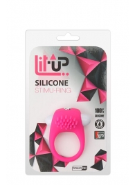 Розовое эрекционное кольцо с щеточкой LIT-UP SILICONE STIMU RING 5 - Dream Toys - в Петрозаводске купить с доставкой