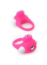 Розовое эрекционное кольцо с щеточкой LIT-UP SILICONE STIMU RING 5 - Dream Toys - в Петрозаводске купить с доставкой