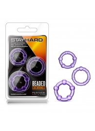 Набор из 3 фиолетовых эрекционных колец Stay Hard Beaded Cockrings - Blush Novelties - в Петрозаводске купить с доставкой