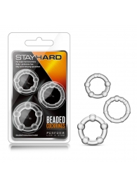 Набор из 3 прозрачных эрекционных колец Stay Hard Beaded Cockrings - Blush Novelties - в Петрозаводске купить с доставкой