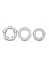 Набор из 3 прозрачных эрекционных колец Stay Hard Beaded Cockrings - Blush Novelties - в Петрозаводске купить с доставкой