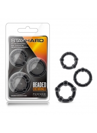 Набор из 3 чёрных эрекционных колец Stay Hard Beaded Cockrings - Blush Novelties - в Петрозаводске купить с доставкой