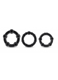 Набор из 3 чёрных эрекционных колец Stay Hard Beaded Cockrings - Blush Novelties - в Петрозаводске купить с доставкой