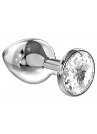 Большая серебристая анальная пробка Diamond Clear Sparkle Large с прозрачным кристаллом - 8 см. - Lola Games - купить с доставкой в Петрозаводске