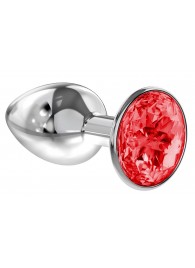 Малая серебристая анальная пробка Diamond Red Sparkle Small с красным кристаллом - 7 см. - Lola Games - купить с доставкой в Петрозаводске