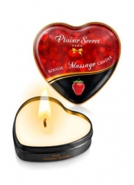 Массажная свеча с ароматом клубники Bougie Massage Candle - 35 мл. - Plaisir Secret - купить с доставкой в Петрозаводске