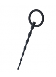 Чёрный уретральный плаг с кольцом - ToyFa - купить с доставкой в Петрозаводске