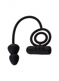 Чёрное эрекционное кольцо с вибропулькой и анальным хвостом - Erotist Adult Toys - в Петрозаводске купить с доставкой