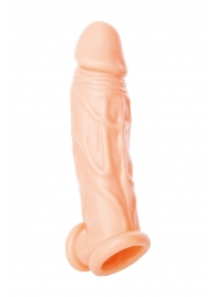 Телесная насадка на пенис с фиксацией мошонки - 18,5 см. - ToyFa - в Петрозаводске купить с доставкой