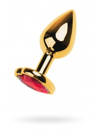 Золотистая анальная пробка с кристаллом-сердцем - 7,5 см. - ToyFa - купить с доставкой в Петрозаводске