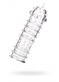 Прозрачная насадка на пенис TOYFA A-Toys с ребрами и точками - 15,3 см. - A-toys - в Петрозаводске купить с доставкой