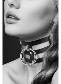 Чёрный тройной чокер с большим кольцом - Bijoux Pour Toi - купить с доставкой в Петрозаводске