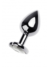 Серебристая анальная пробка с прозрачным кристаллом-сердцем - 8 см. - ToyFa - купить с доставкой в Петрозаводске