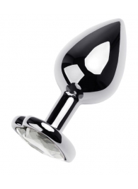 Серебристая анальная пробка с прозрачным кристаллом-сердцем - 8 см. - ToyFa - купить с доставкой в Петрозаводске