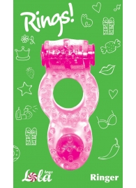 Розовое эрекционное кольцо с вибрацией Rings Ringer - Lola Games - в Петрозаводске купить с доставкой