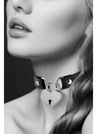 Черный чокер с замком в форме сердца - Bijoux Pour Toi - купить с доставкой в Петрозаводске