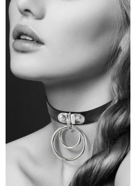 Черный чокер с двумя кольцами - Bijoux Pour Toi - купить с доставкой в Петрозаводске