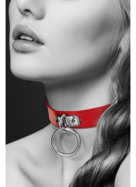 Красный узенький чокер с кольцом - Bijoux Pour Toi - купить с доставкой в Петрозаводске