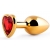 Золотистая анальная пробка с красным стразом-сердечком - 8 см. - Anal Jewelry Plug - купить с доставкой в Петрозаводске