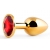 Золотистая анальная пробка с красным стразом - 7,2 см. - Anal Jewelry Plug - купить с доставкой в Петрозаводске