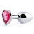 Серебристая анальная пробка с розовым кристаллом-сердечком - 7 см. - Anal Jewelry Plug - купить с доставкой в Петрозаводске