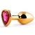 Золотистая анальная пробка с малиновым кристаллом-сердечком - 7 см. - Anal Jewelry Plug - купить с доставкой в Петрозаводске