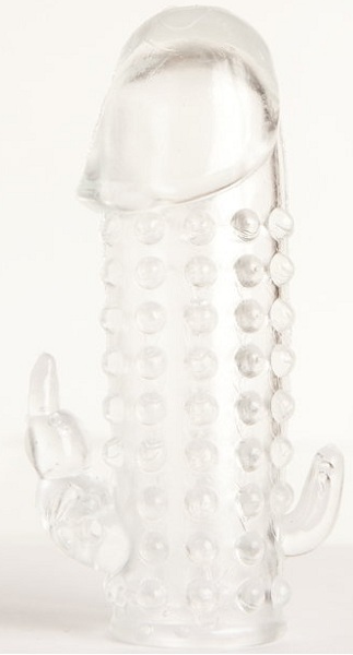 Гелевая прозрачная насадка с 2 отростками - 13 см. - Toyfa Basic - в Петрозаводске купить с доставкой