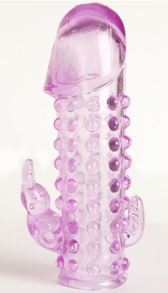 Закрытая фиолетовая насадка с 2 отростками - 13 см. - Toyfa Basic - в Петрозаводске купить с доставкой