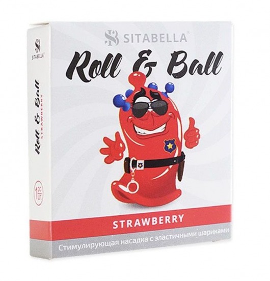 Стимулирующий презерватив-насадка Roll   Ball Strawberry - Sitabella - купить с доставкой в Петрозаводске