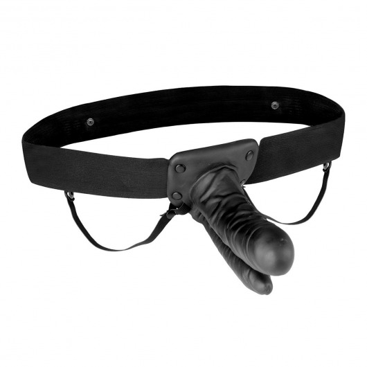 Полый страпон с двумя отростками и вибрацией Unisex Vibrating Hollow Strap-On Double Penetrating Dildo - 17,8 см. - Lux Fetish - купить с доставкой в Петрозаводске
