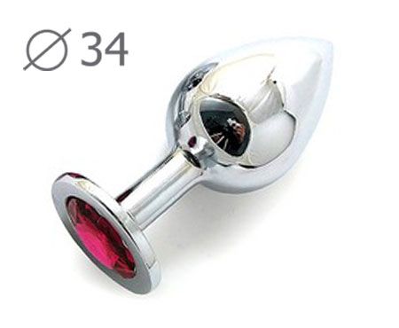 Коническая серебристая анальная втулка с малиновым кристаллом - 8,2 см. - Anal Jewelry Plug - купить с доставкой в Петрозаводске
