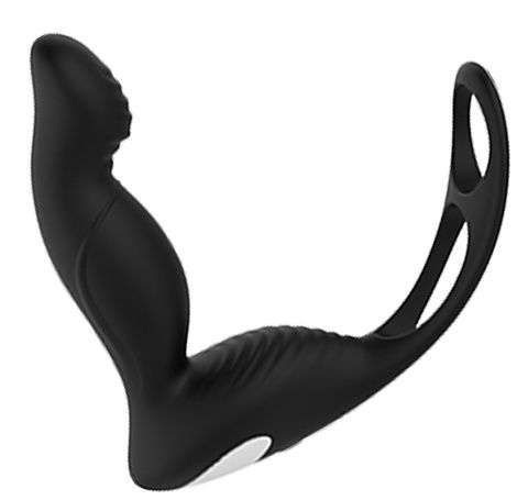Черный вибромассажер простаты P-PLEASER W ERECTION ENHANCE - Dream Toys - в Петрозаводске купить с доставкой