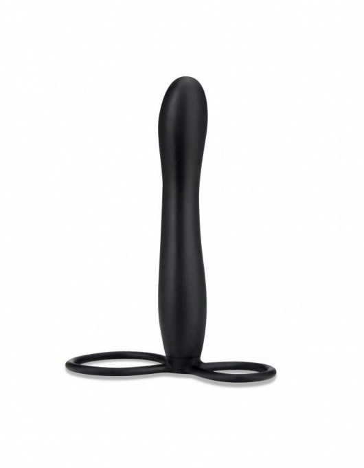 Черная насадка на пенис для двойной стимуляции Mojo BlackJack - 15 см. - Seven Creations - в Петрозаводске купить с доставкой