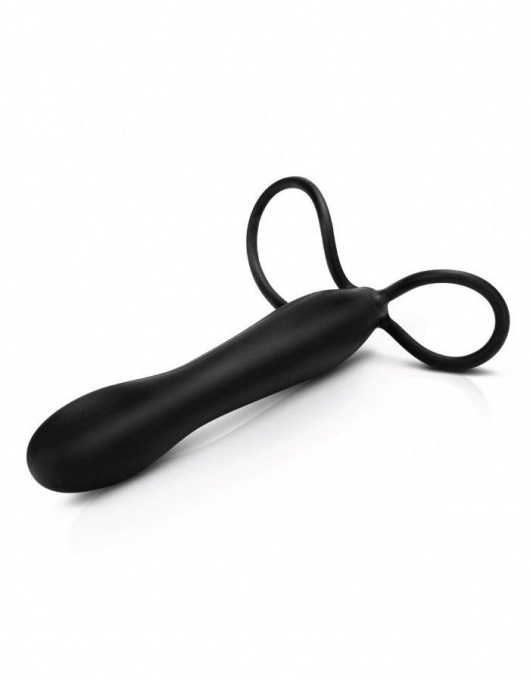 Черная насадка на пенис для двойной стимуляции Mojo BlackJack - 15 см. - Seven Creations - в Петрозаводске купить с доставкой