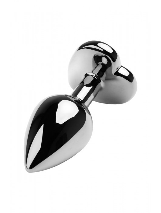 Серебристая коническая анальная пробка с красным кристаллом-сердечком - 7 см. - ToyFa - купить с доставкой в Петрозаводске